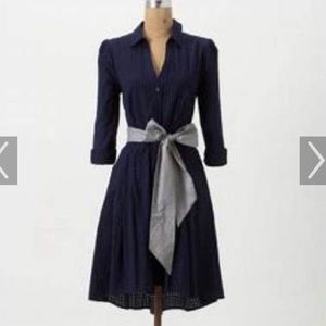 Anthropologie Moulinette Soeurs button up dress, with ribbon tie. Size 4.